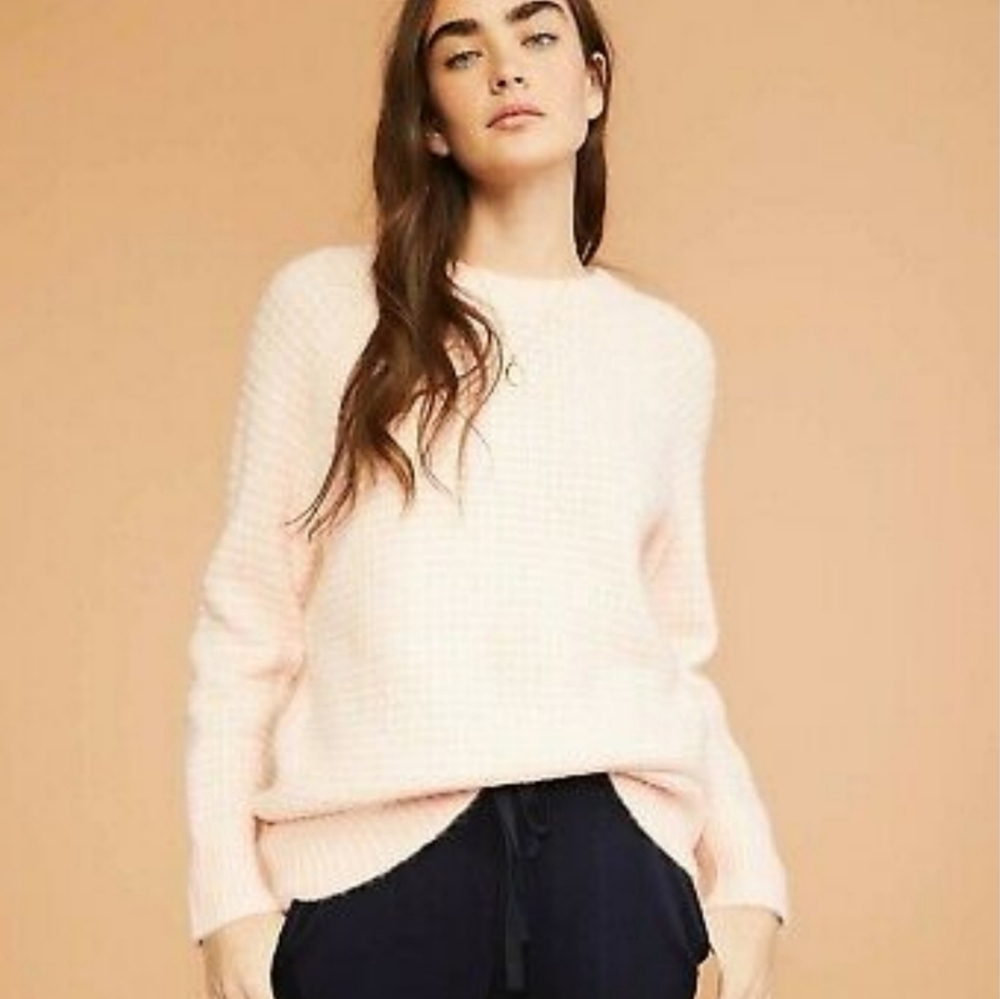 Lou & Grey Soft Texturestitch Pink Waffle Cozy Winter Sweater Small